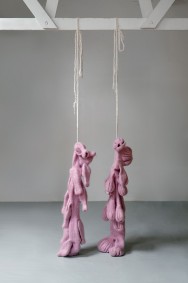 Mr and Mrs Pope knitted, shrunk and hung 2012