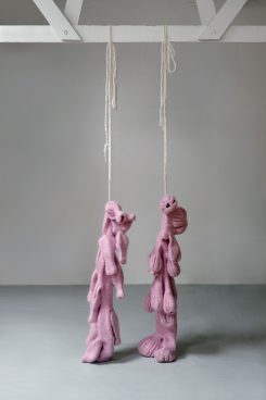 Mr and Mrs Pope knitted, shrunk and hung 2012