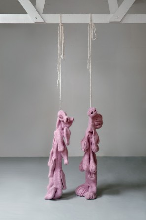 Mr and Mrs Pope knitted, shrunk and hung 2012