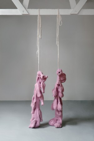 Mr and Mrs Pope knitted, shrunk and hung 2012
