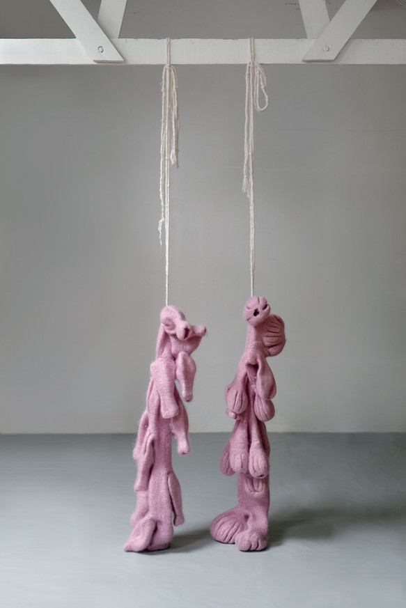 Mr and Mrs Pope knitted, shrunk and hung 2012