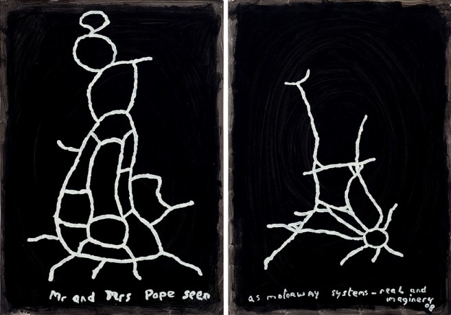 Mr and Mrs Pope seen as the motorway system real and imaginary 2008