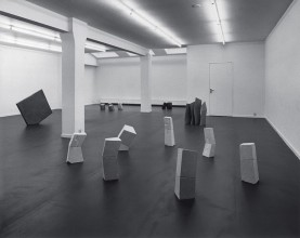 Installation view with Seven Odd Chalks (1978), Four Thin Stones (1978), Three Odd Woods (1978), Five Odd Woods (1978) and Three Stone Slabs (1978), Art & Project, Amsterdam, 1978