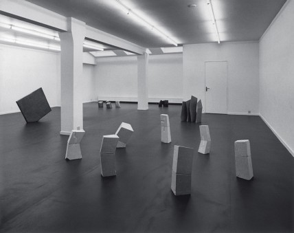 Installation view with Seven Odd Chalks (1978), Four Thin Stones (1978), Three Odd Woods (1978), Five Odd Woods (1978) and Three Stone Slabs (1978), Art & Project, Amsterdam, 1978