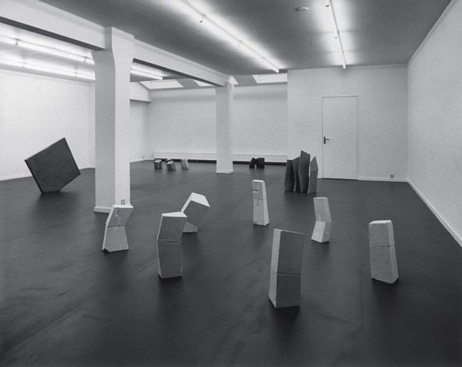 Installation view with Seven Odd Chalks (1978), Four Thin Stones (1978), Three Odd Woods (1978), Five Odd Woods (1978) and Three Stone Slabs (1978), Art & Project, Amsterdam, 1978