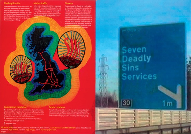 Motorway Service Station of the Seven Deadly Sins and Seven Virtues Plasticised Menu Card 1998
