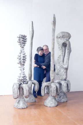 5) Mr and Mrs Pope Spiked and Holed h 225 cms painted wood 1997 VBVR Depot